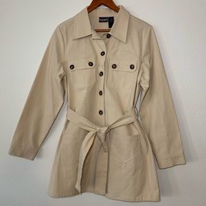 Bisou Bisou camel belted trench coat
